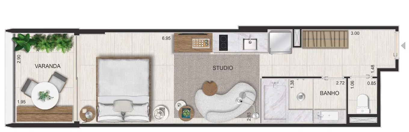 Planta 4: Riô Signature, studio de alto padrão em Ipanema, Rio de Janeiro