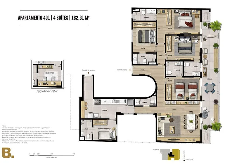 Planta 12: PB 50 Botafogo, apartamento de alto padrão em Botafogo, Rio de Janeiro
