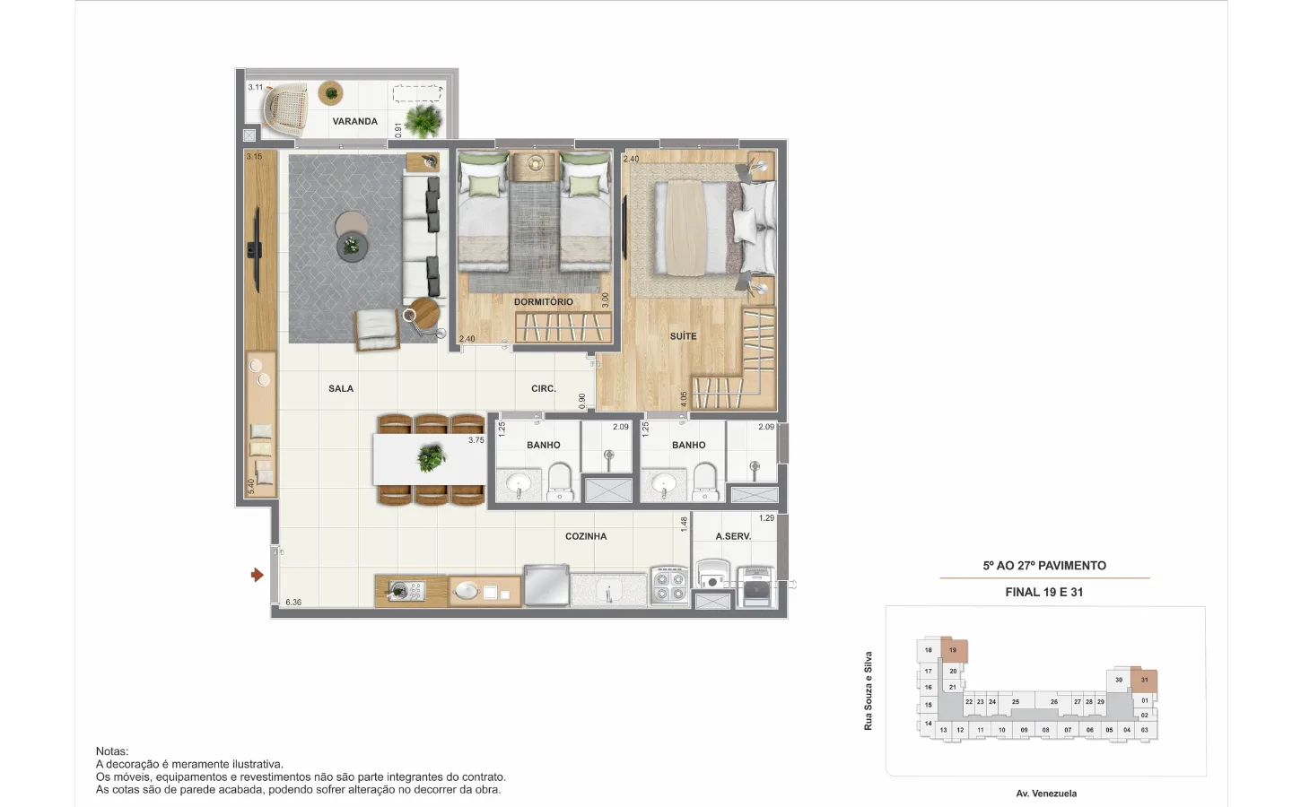 Planta 6: Orla Mauá , studio de alto padrão no Centro, Rio de Janeiro
