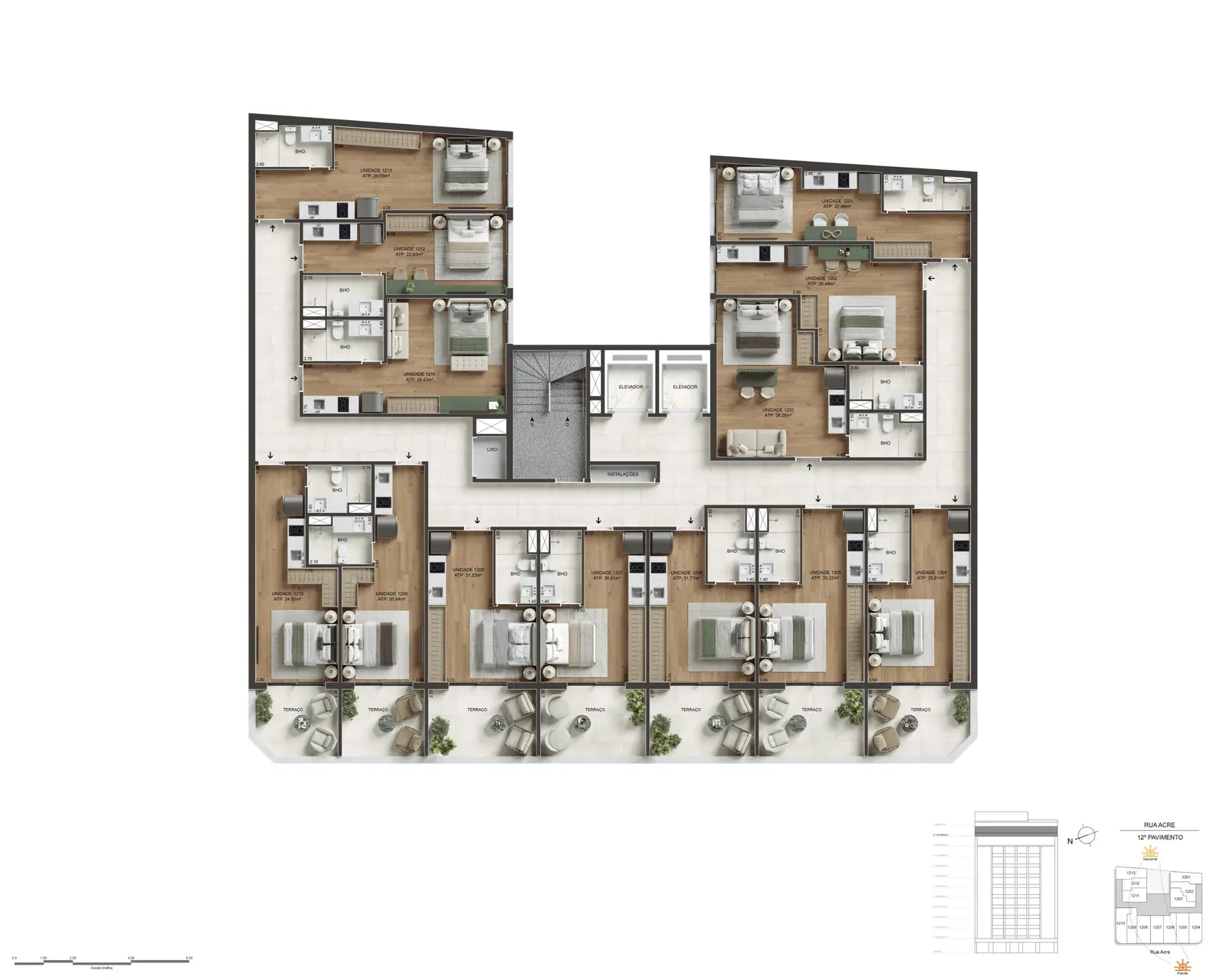 Planta 3: Áureos Rio Residencial, studio de alto padrão no Centro, Rio de Janeiro
