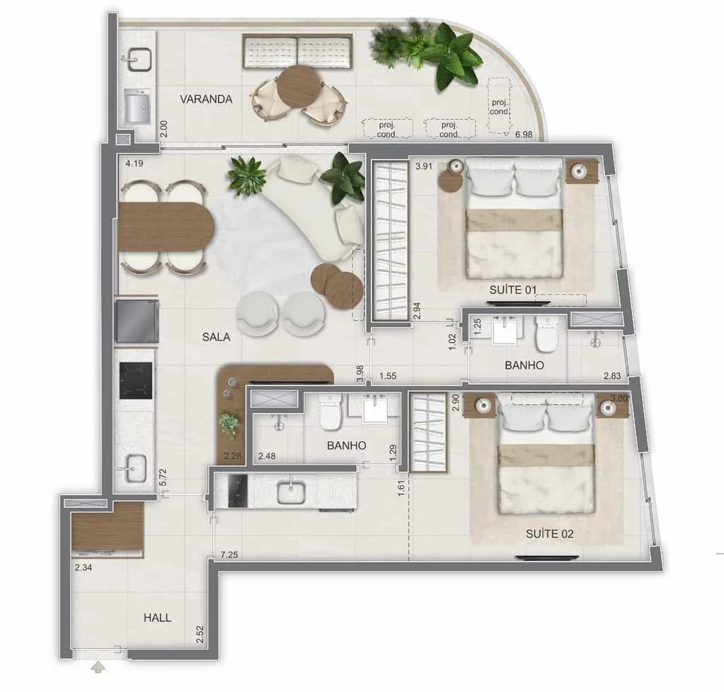 Planta 7: Lis Smart Living Copacabana, studio de alto padrão em Copacabana, Rio de Janeiro