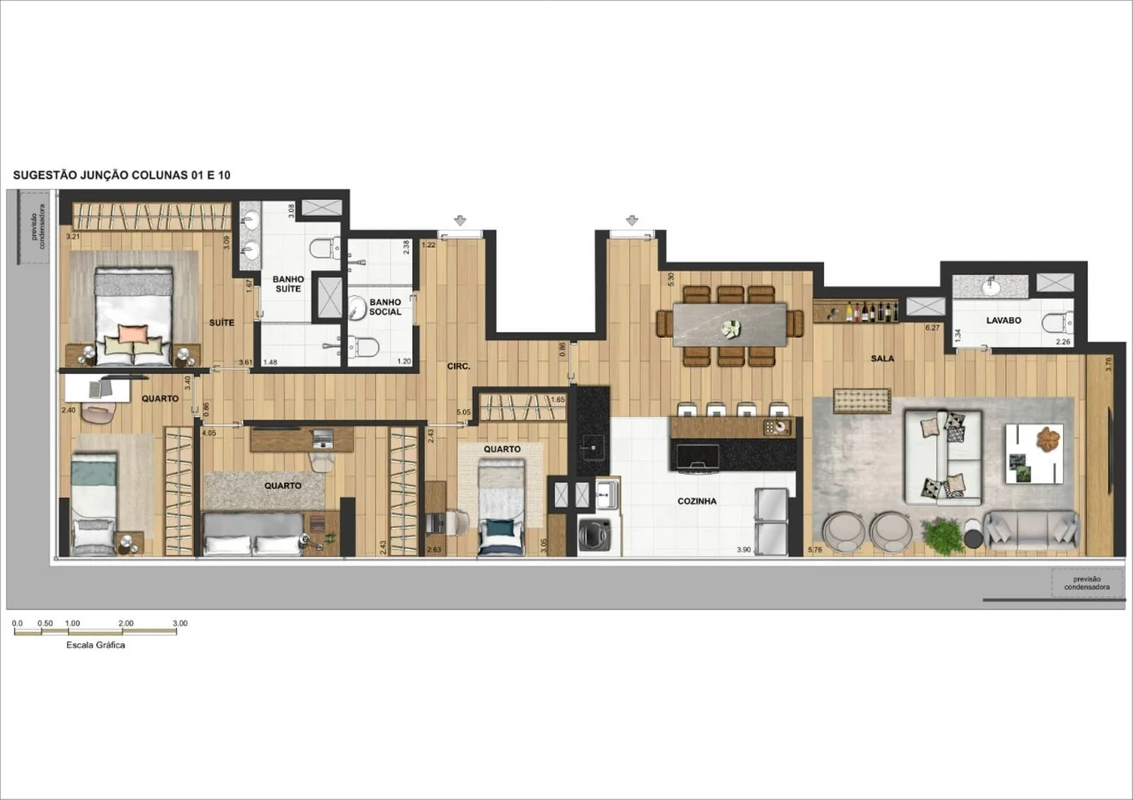 Planta 3: Murano Residencial, apartamento de alto padrão na Barra Olímpica, Rio de Janeiro