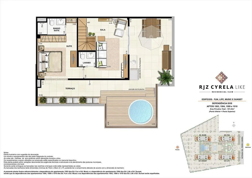 Planta 14: RJZ Cyrela Like, apartamento de alto padrão na Barra da Tijuca, Rio de Janeiro