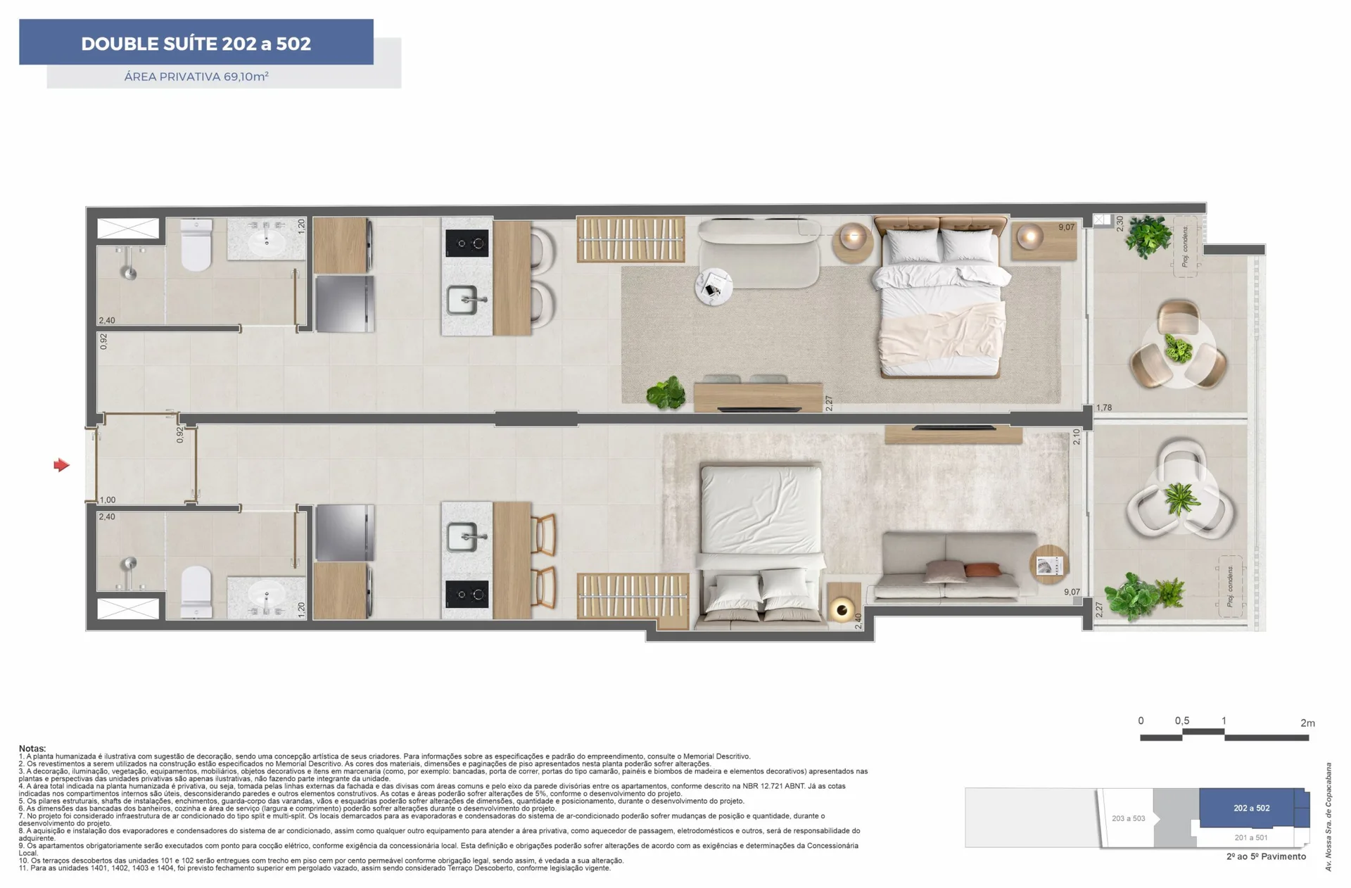 Planta 7: Copa Studios, apartamento de alto padrão em Copacabana, Rio de Janeiro