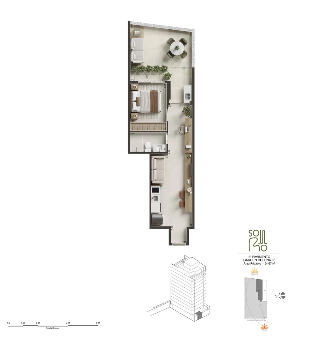 Planta 4: Soul Rio Nossa Senhora de Fátima, studio de alto padrão no Centro, Rio de Janeiro