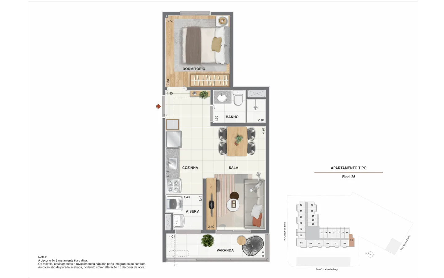 Planta 2: Arcos do Porto Residencial, studio de alto padrão no Centro, Rio de Janeiro
