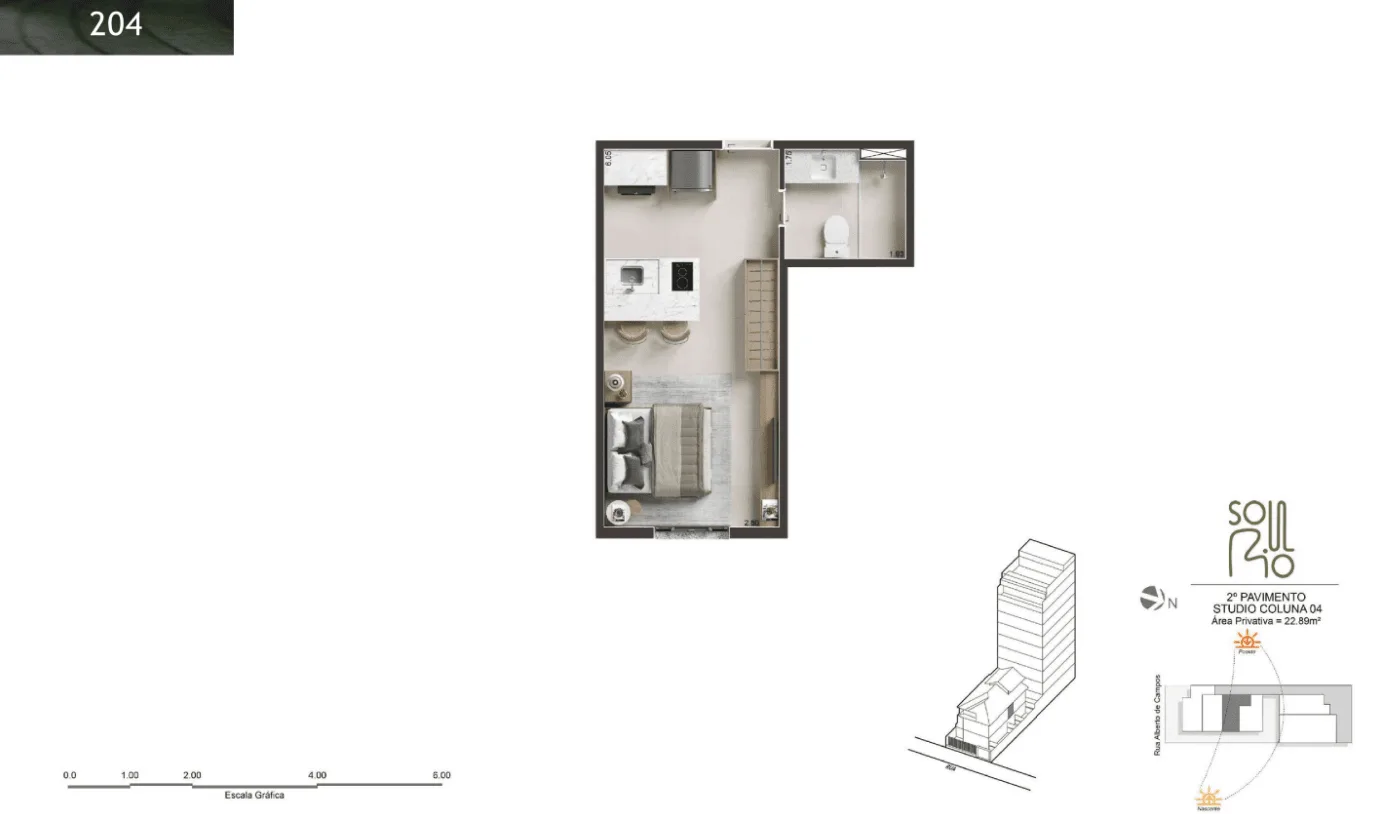 Planta 33: Soul Rio Ipanema, studio de alto padrão em Ipanema, Rio de Janeiro