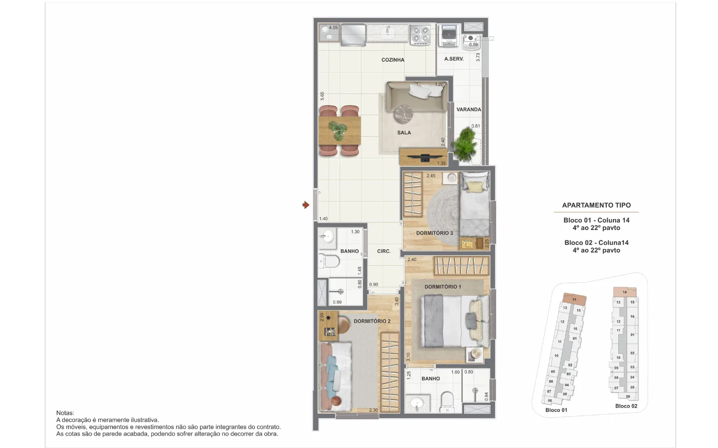 Planta 5: The Pier Residencial, studio de alto padrão no Centro, Rio de Janeiro