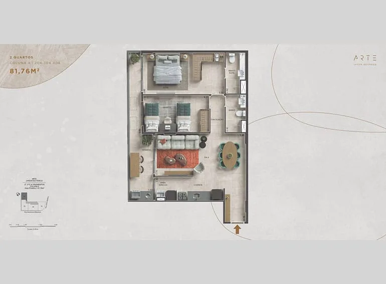 Planta 10: Arte Jardim Botânico, apartamento de alto padrão no Jardim Botânico, Rio de Janeiro