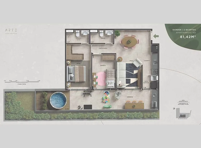 Planta 8: Arte Jardim Botânico, apartamento de alto padrão no Jardim Botânico, Rio de Janeiro