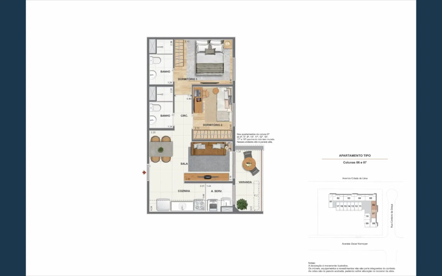 Planta 10: Baía Guanabara Residences, studio de alto padrão em Ipanema, Rio de Janeiro