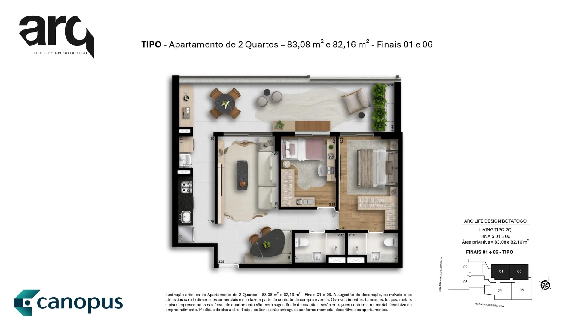 Planta 6: Arq Life Design Botafogo, apartamento de alto padrão em Botafogo, Rio de Janeiro