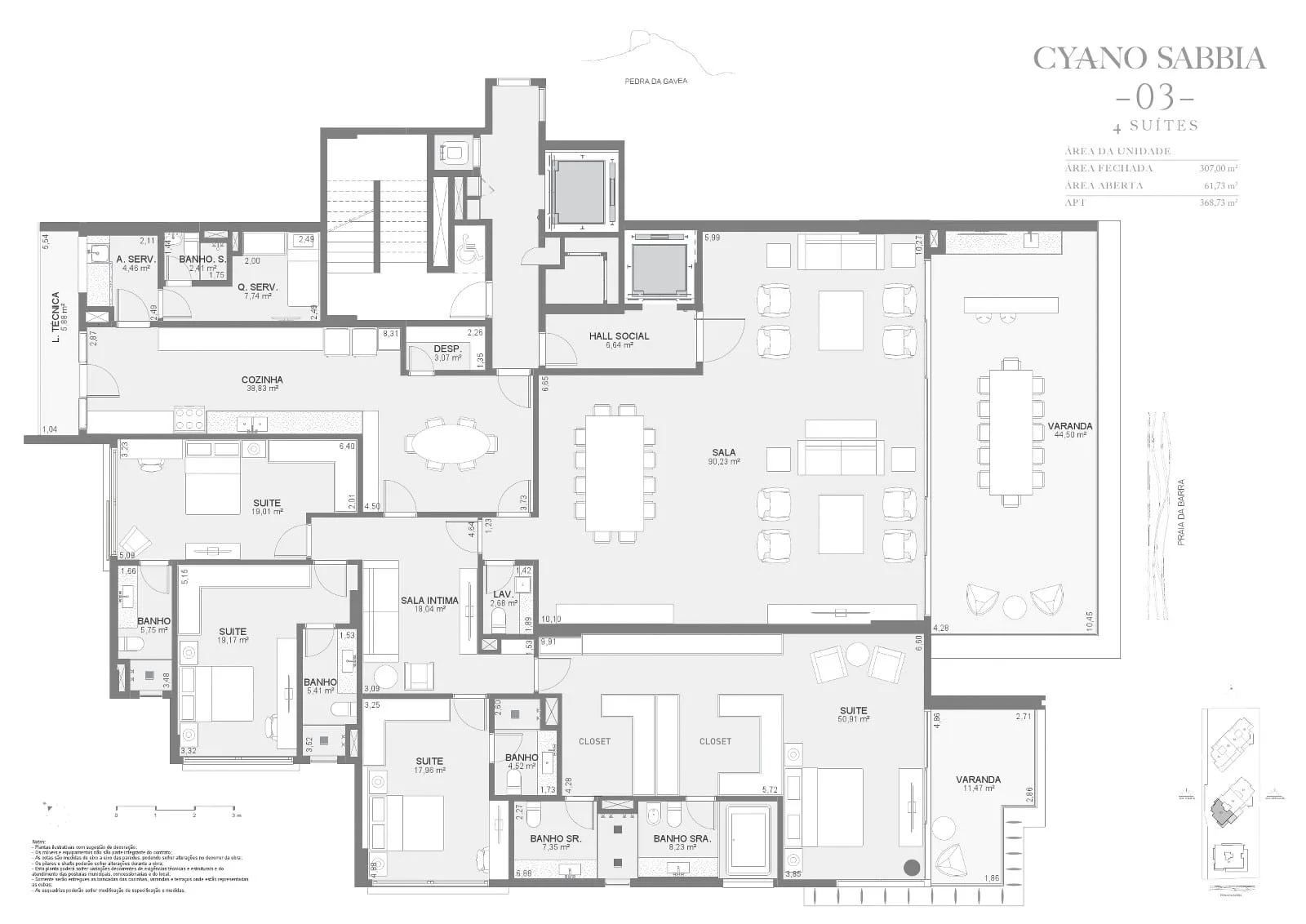 Planta 5: Cyano Exclusive Residences, apartamento de alto padrão na Barra da Tijuca, Rio de Janeiro