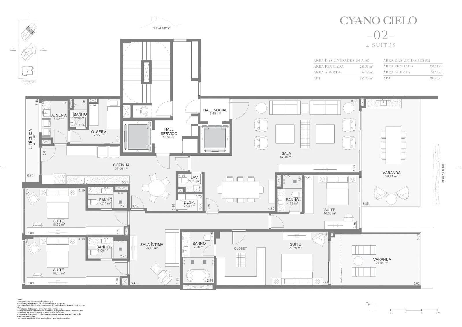 Planta 9: Cyano Exclusive Residences, apartamento de alto padrão na Barra da Tijuca, Rio de Janeiro