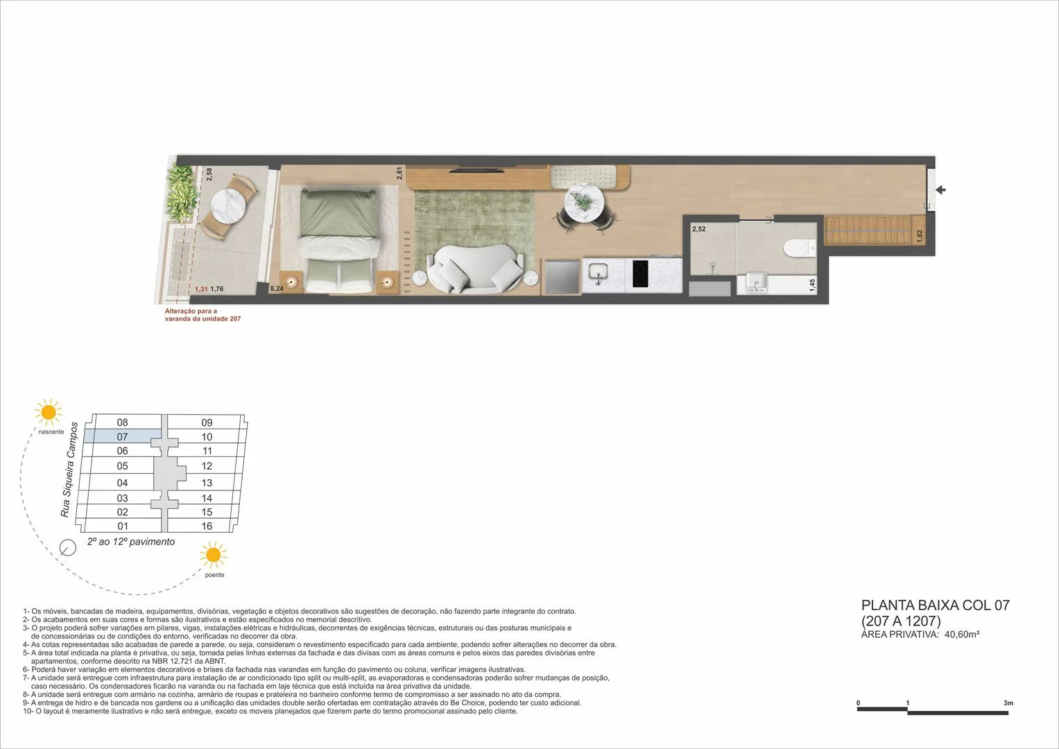 Planta 7: Ben in Rio Praia de Copacabana, studio de alto padrão em Copacabana, Rio de Janeiro