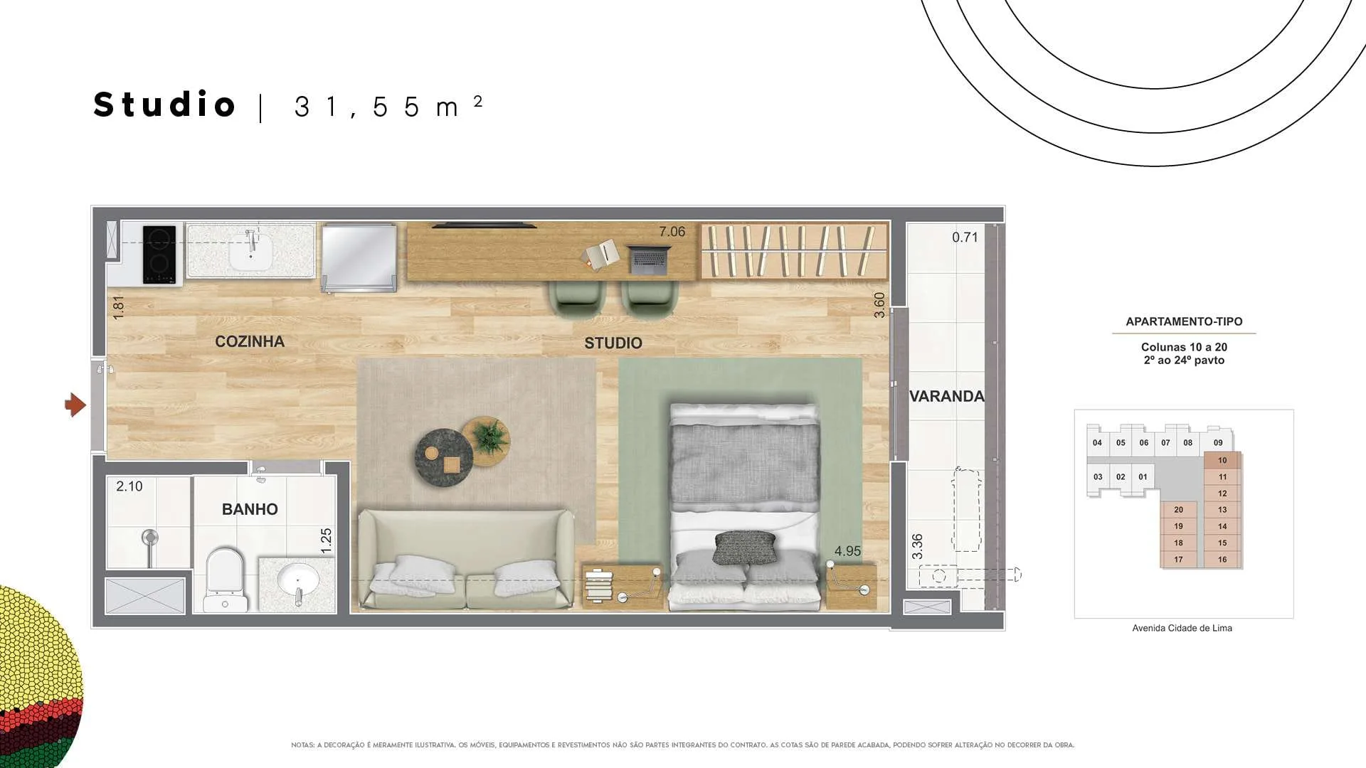 Planta 1: Ciata Residencial, studio de alto padrão no Centro, Rio de Janeiro