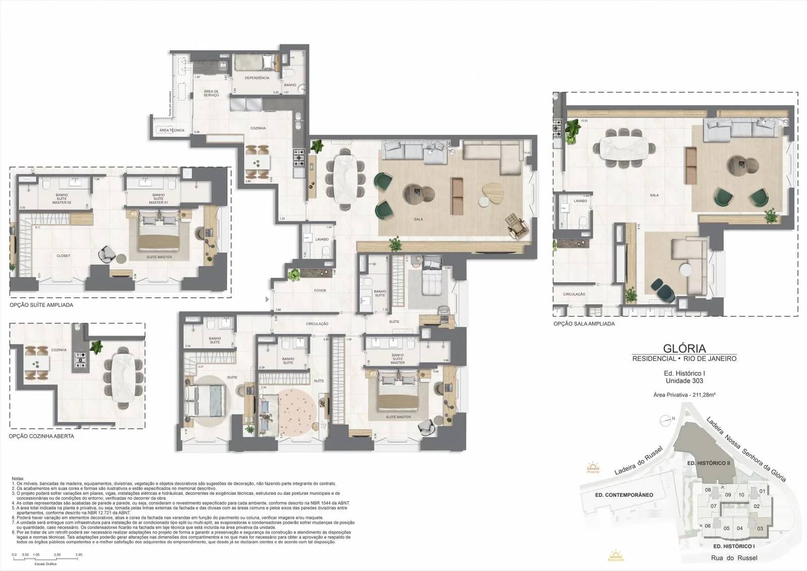Planta 11: Glória Residencial, apartamento de alto padrão na Gávea, Rio de Janeiro