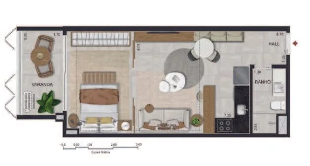 Planta 9: OUI Ipanema Studios, studio de alto padrão em Ipanema, Rio de Janeiro