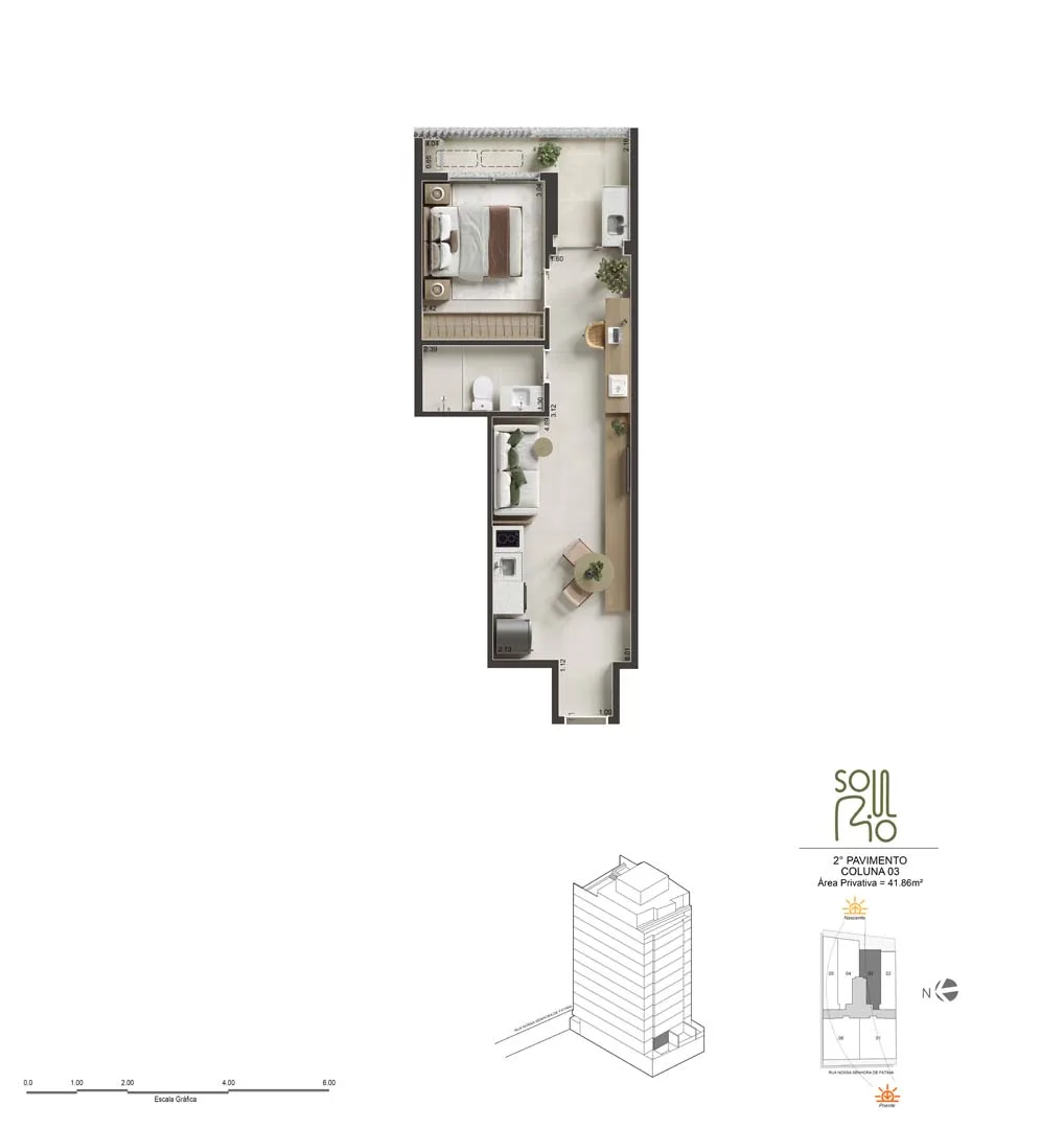 Planta 7: Soul Rio Nossa Senhora de Fátima, studio de alto padrão no Centro, Rio de Janeiro