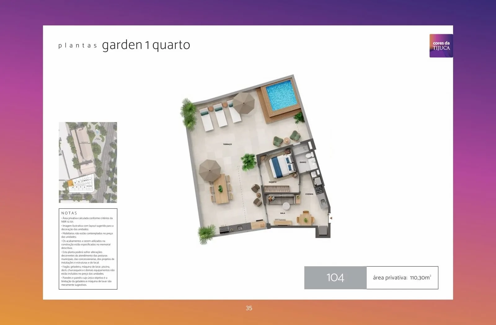 Planta 5: Cores da Tijuca, studio de alto padrão na Tijuca, Rio de Janeiro
