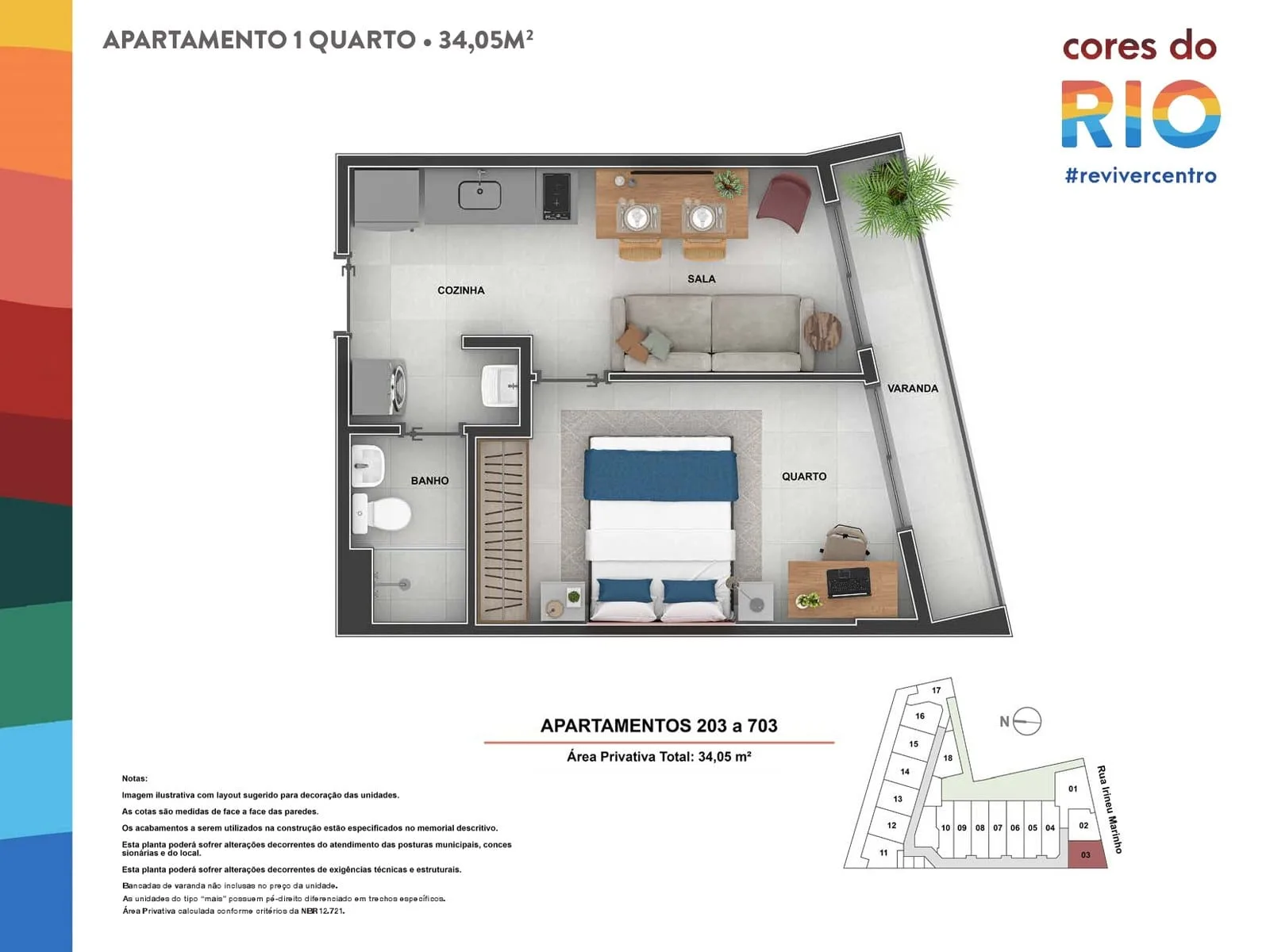 Planta 11: Cores do Rio, studio de alto padrão no Centro, Rio de Janeiro