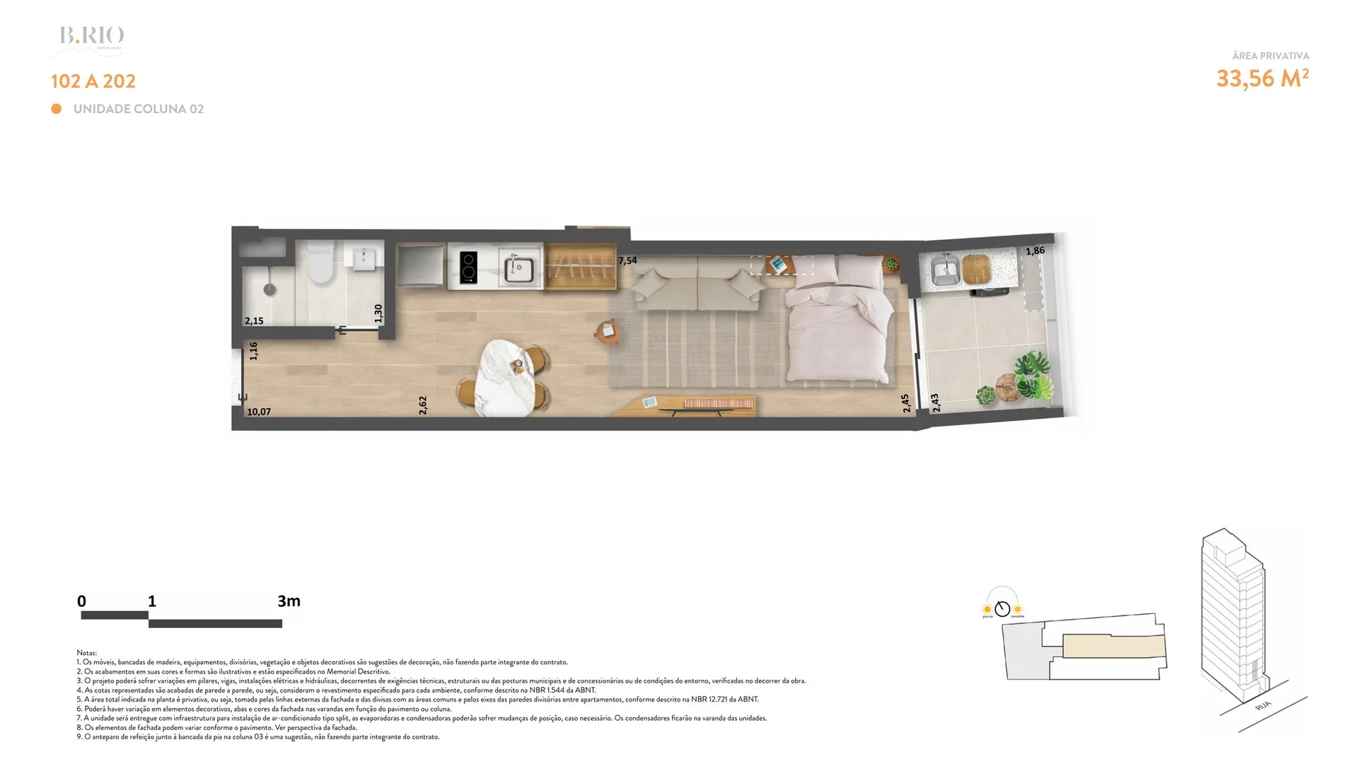 Planta 3: Be in Rio Leopoldo Miguez, studio de alto padrão em Copacabana, Rio de Janeiro