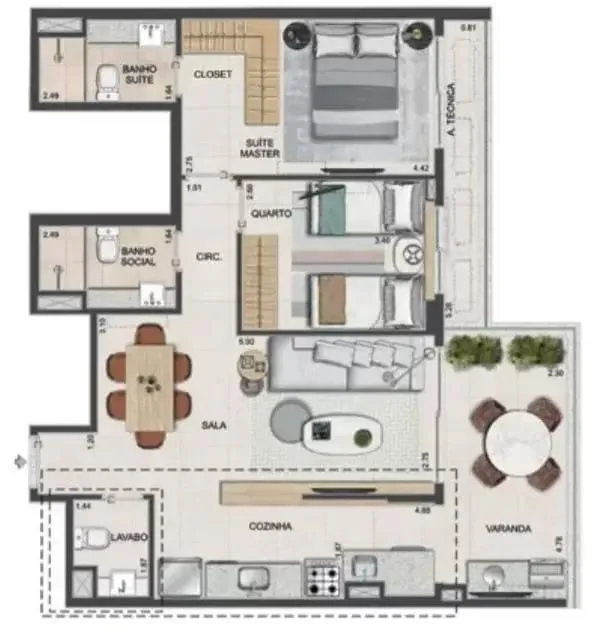 Planta 8: Tiê Residencial, apartamento de alto padrão na Tijuca, Rio de Janeiro