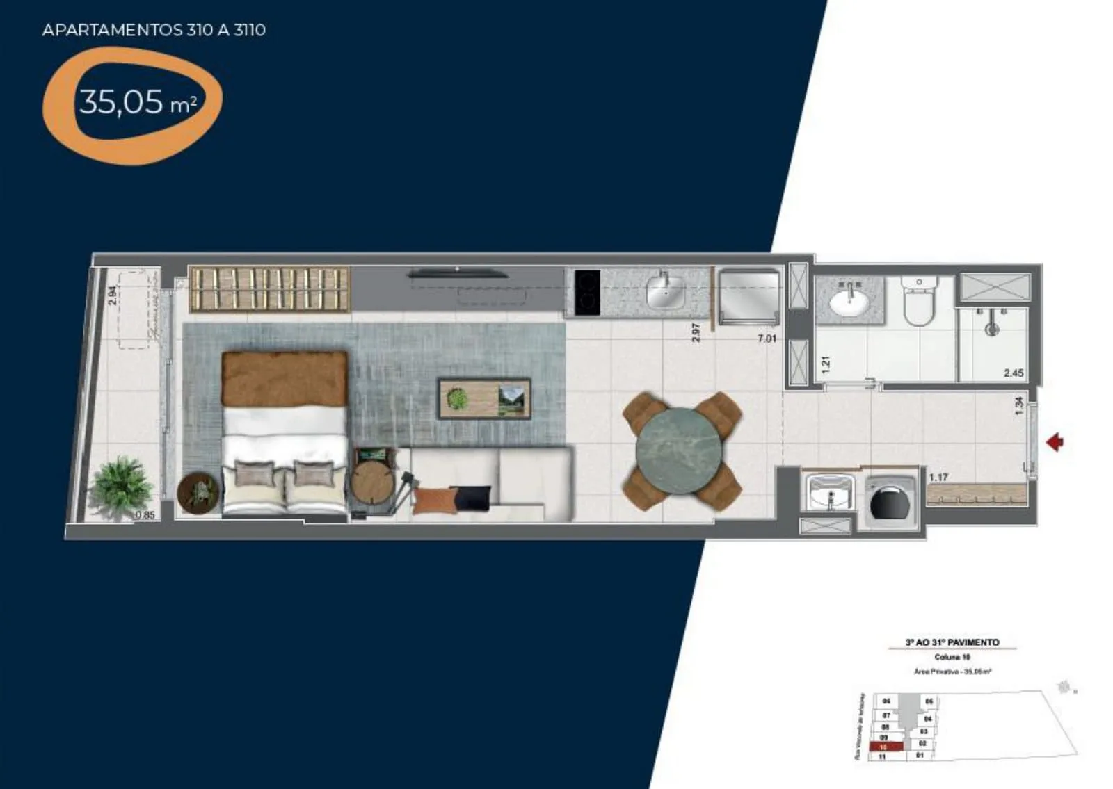 Planta 13: Residencial Skylux, studio de alto padrão no Centro, Rio de Janeiro