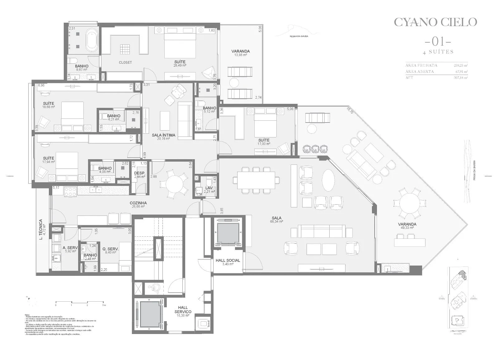 Planta 8: Cyano Exclusive Residences, apartamento de alto padrão na Barra da Tijuca, Rio de Janeiro