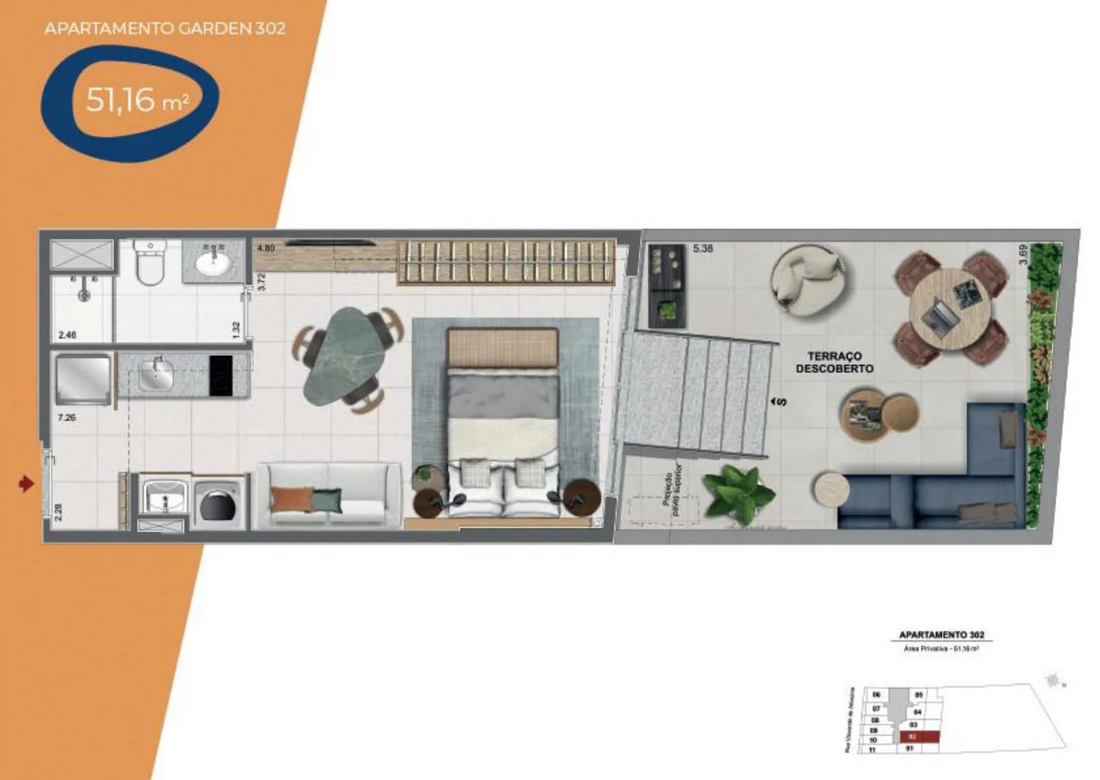 Planta 5: Residencial Skylux, studio de alto padrão no Centro, Rio de Janeiro