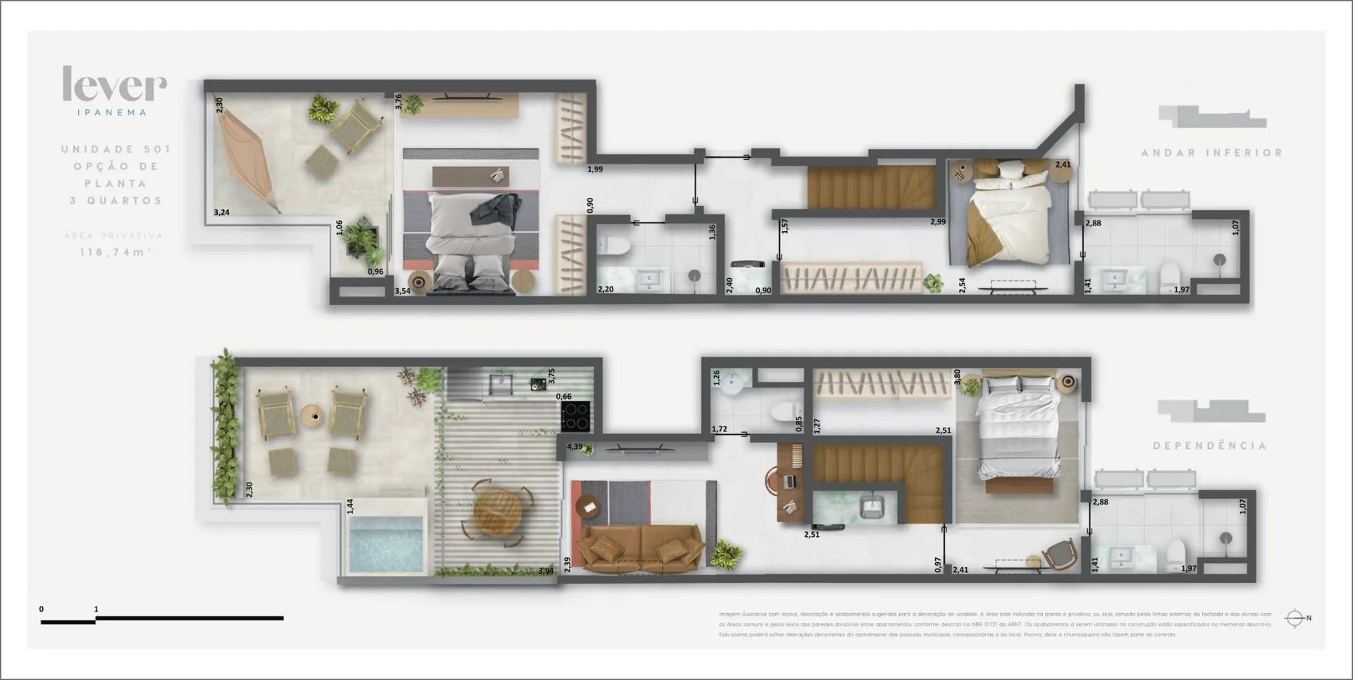 Planta 3: Lever Ipanema, apartamento de alto padrão em Ipanema, Rio de Janeiro