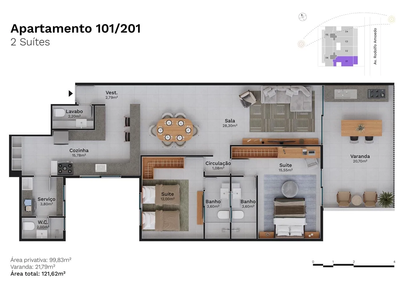 Planta 1: Haus Jardim Oceânico, apartamento de alto padrão na Barra da Tijuca, Rio de Janeiro