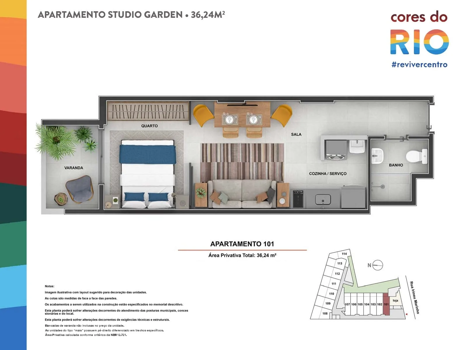 Planta 2: Cores do Rio, studio de alto padrão no Centro, Rio de Janeiro