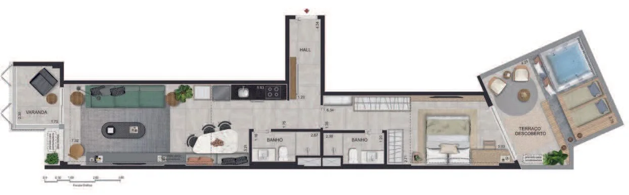 Planta 4: OUI Ipanema Studios, studio de alto padrão em Ipanema, Rio de Janeiro