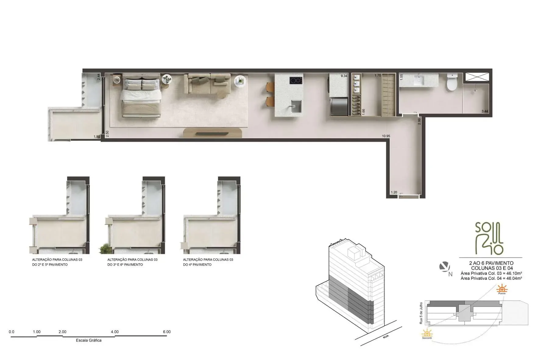 Planta 9: Soul Rio Cinco de Julho, studio de alto padrão em Copacabana, Rio de Janeiro