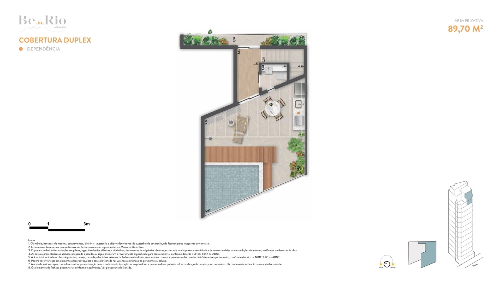 Planta 1: Ben in Rio Arpoador, studio de alto padrão em Copacabana, Rio de Janeiro