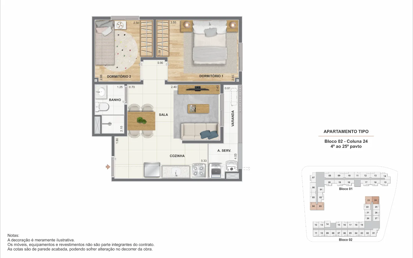 Planta 1: Caminhos da Guanabara, apartamento de alto padrão no Centro, Rio de Janeiro