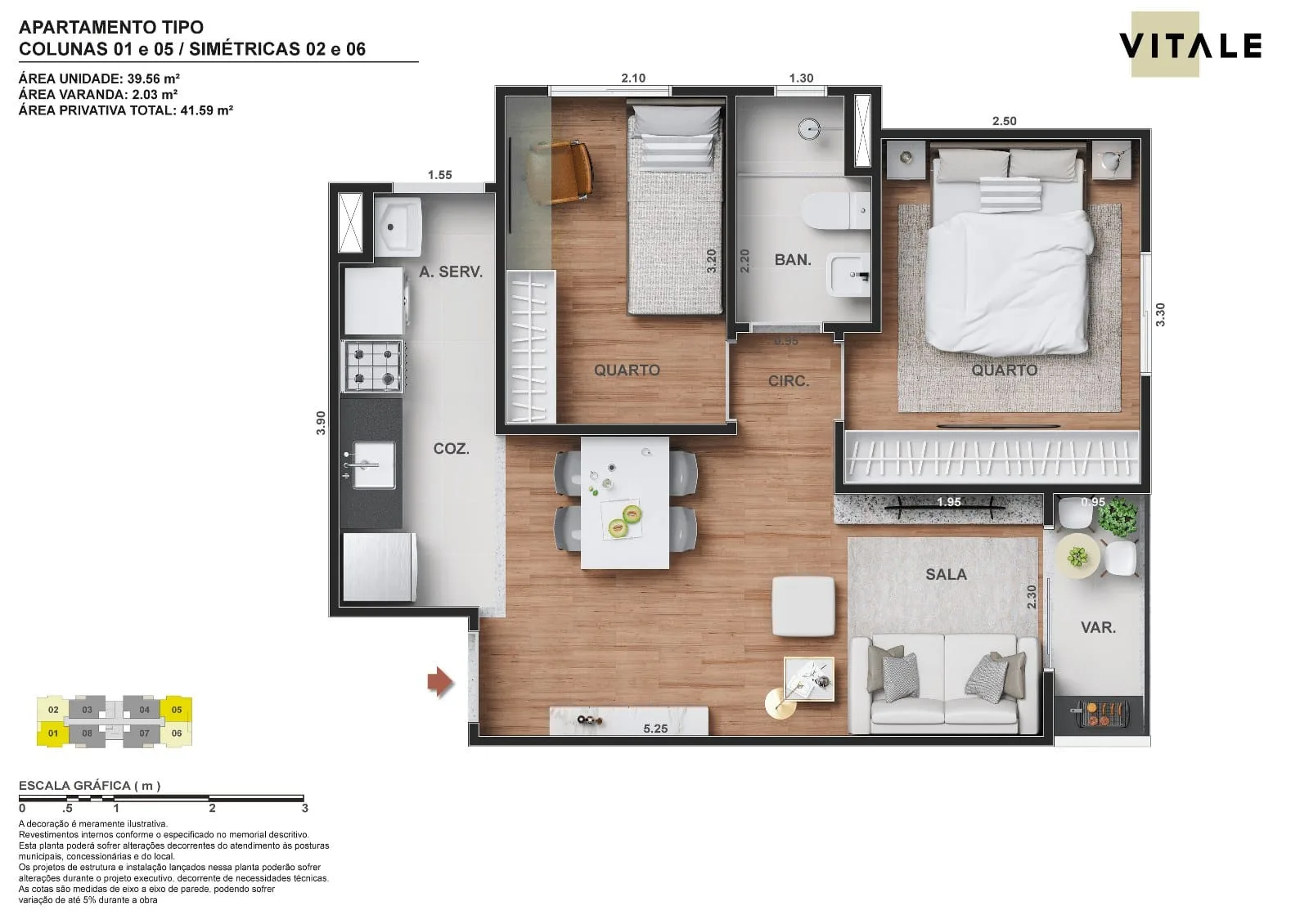 Planta 1: Vitale Carioca Residencial Vila Kosmos, apartamento de alto padrão em Outro, Rio de Janeiro