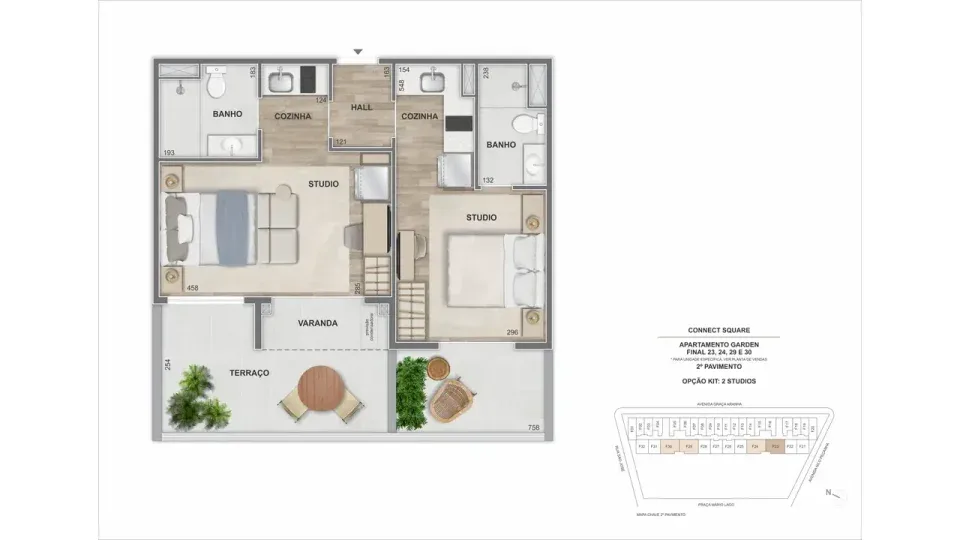Planta 12: Connect Square, studio de alto padrão no Centro, Rio de Janeiro