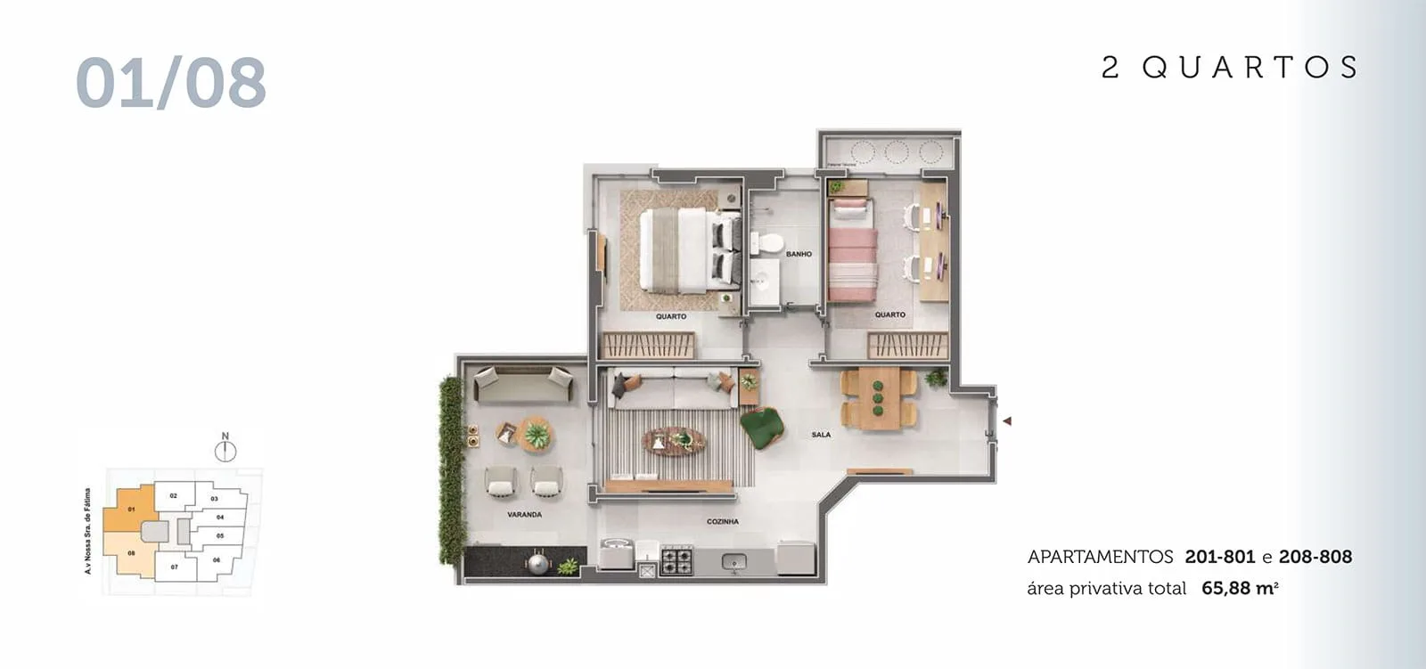 Planta 2: Cores de Fátima, apartamento de alto padrão no Centro, Rio de Janeiro