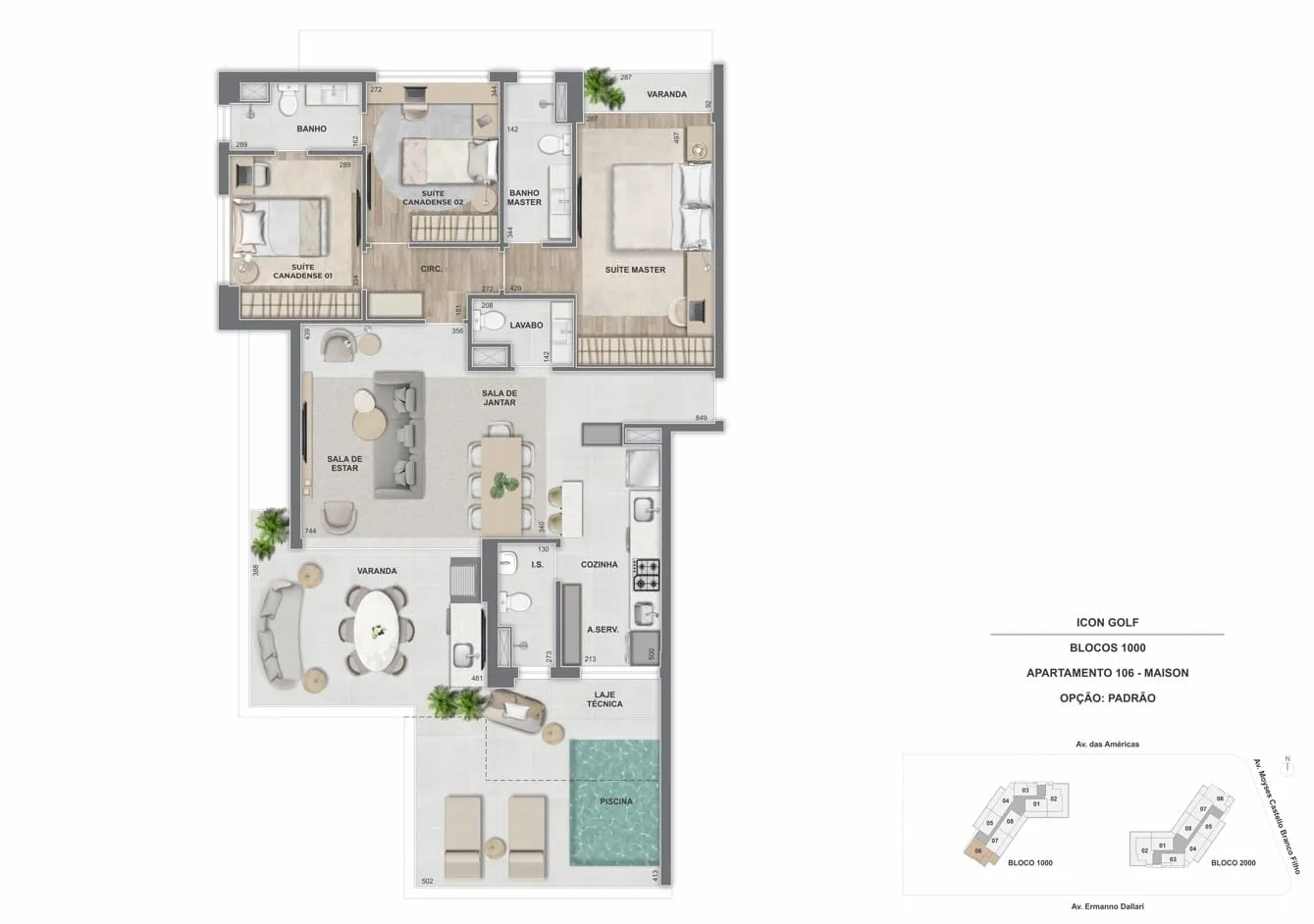 Planta 13: Icon Golf Residence, apartamento de alto padrão na Barra da Tijuca, Rio de Janeiro