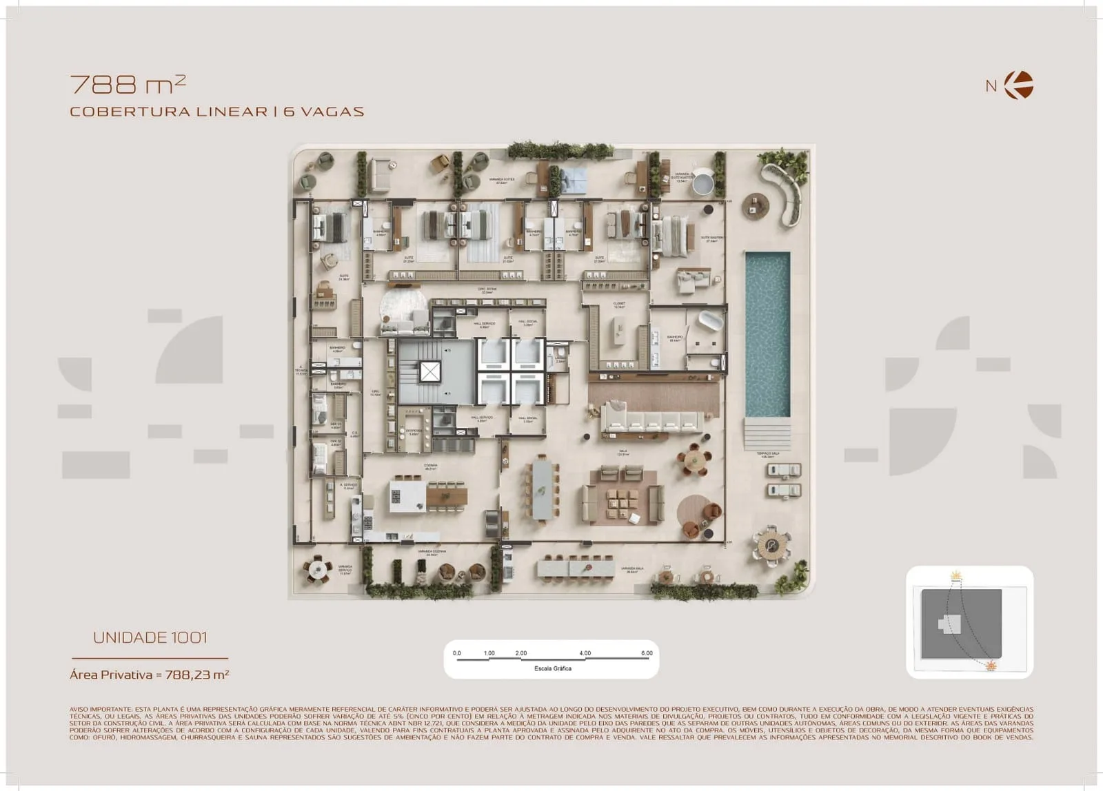 Planta 12: Atto Pininfarina Barra, apartamento de alto padrão na Barra da Tijuca, Rio de Janeiro