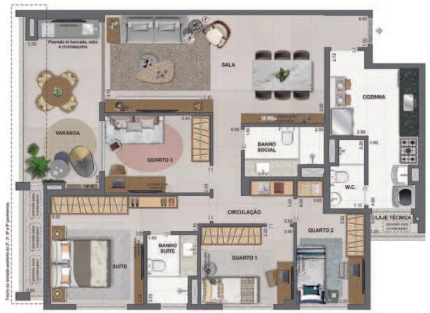 Planta 15: Iconyc By Yoo, apartamento de alto padrão em Botafogo, Rio de Janeiro