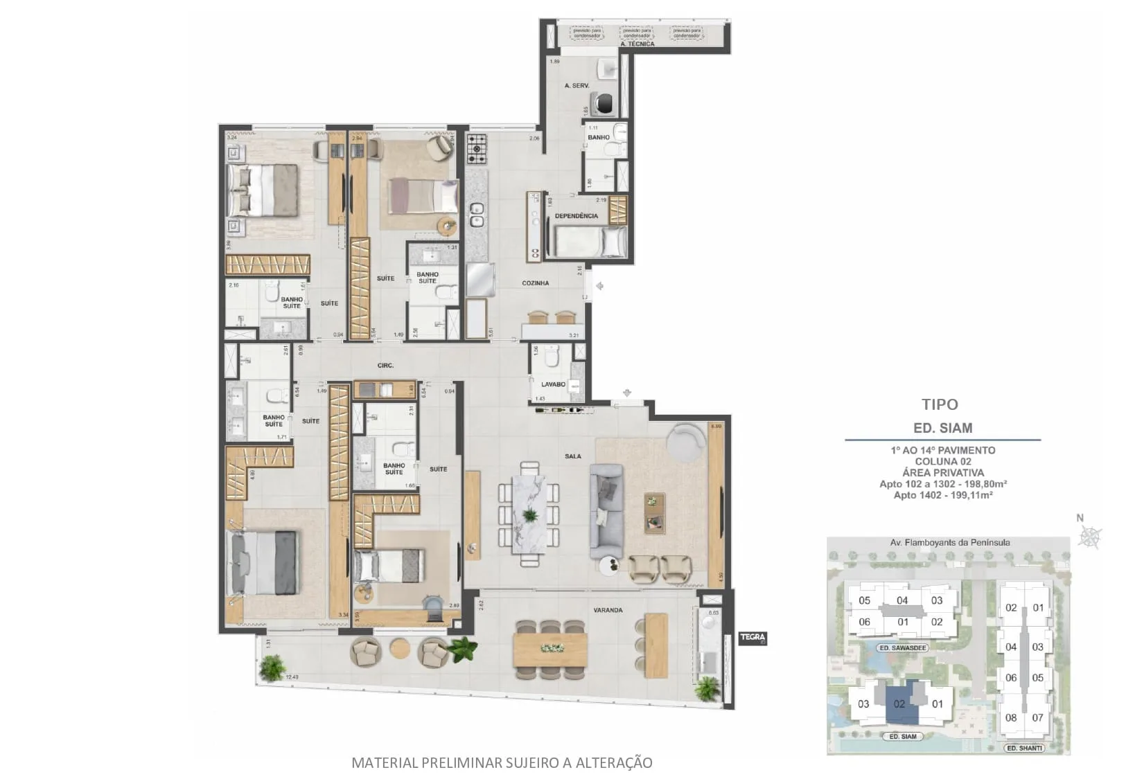 Planta 17: Península Collection, apartamento de alto padrão na Barra da Tijuca, Rio de Janeiro