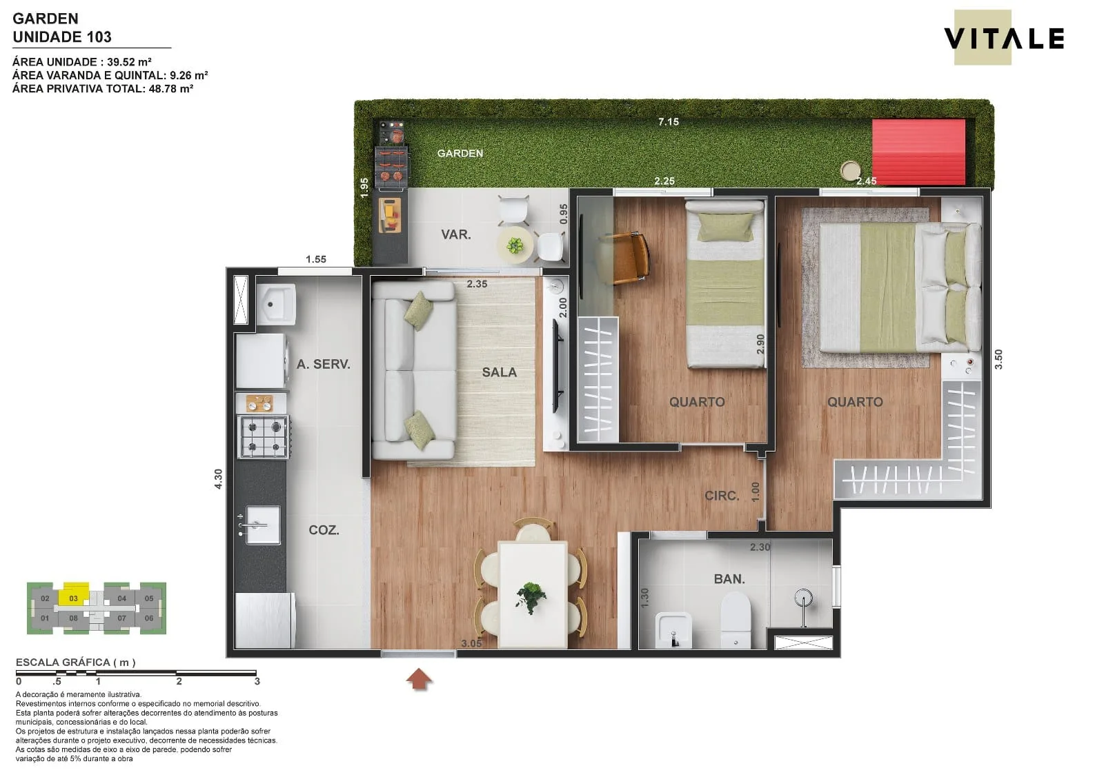 Planta 3: Vitale Carioca Residencial Vila Kosmos, apartamento de alto padrão em Outro, Rio de Janeiro