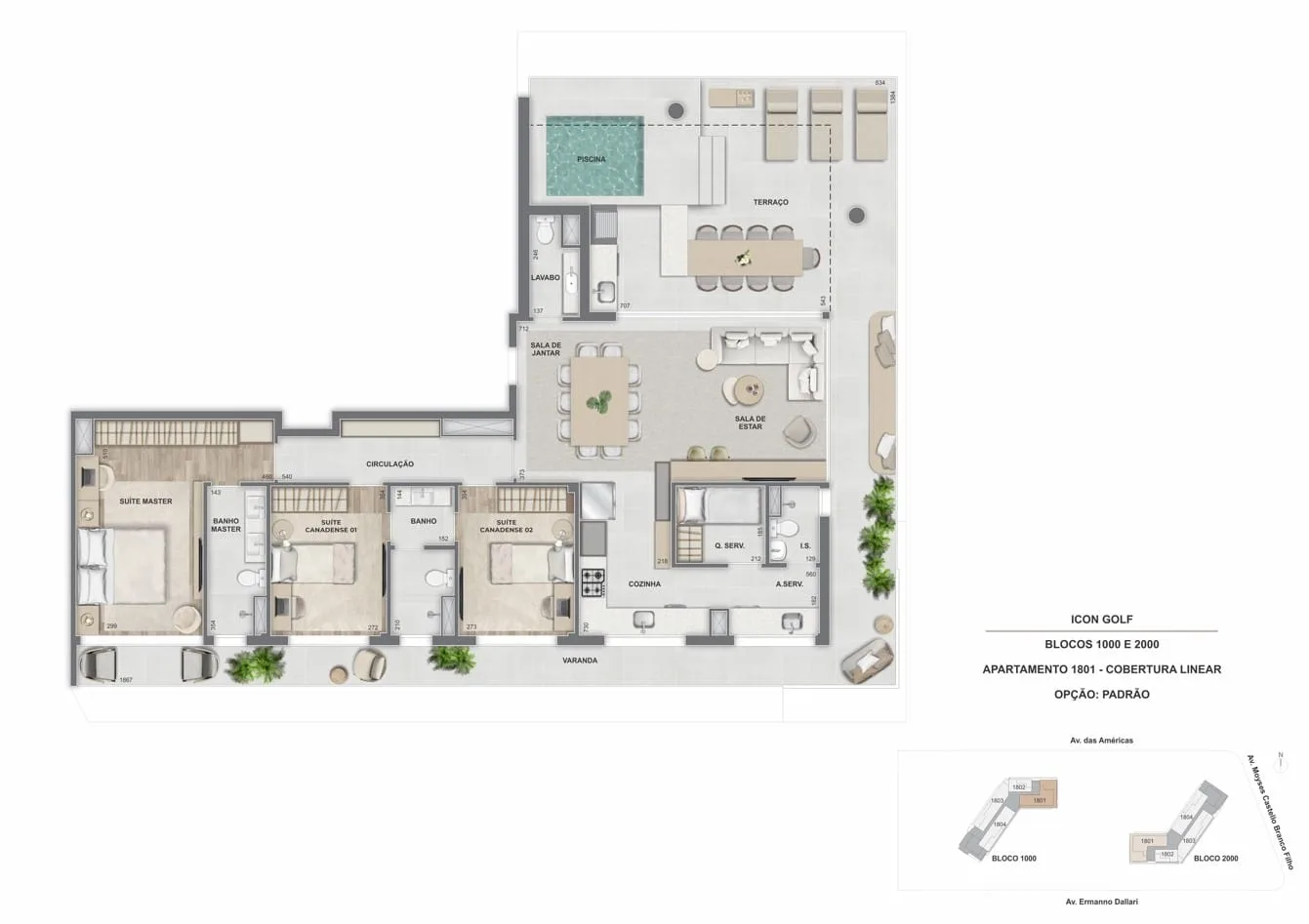 Planta 7: Icon Golf Residence, apartamento de alto padrão na Barra da Tijuca, Rio de Janeiro