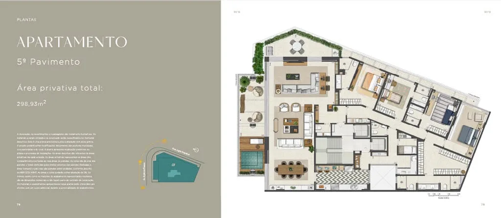 Planta 5: Azuis Mozak, apartamento de alto padrão na Lagoa, Rio de Janeiro
