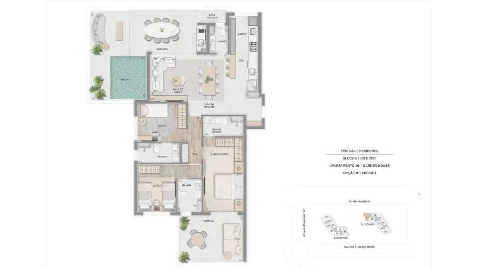 Planta 2: Epic Golf Residence, apartamento de alto padrão na Barra da Tijuca, Rio de Janeiro