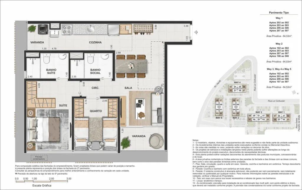 Planta 3: Way Barra Bonita, apartamento de alto padrão no Recreio dos Bandeirantes, Rio de Janeiro