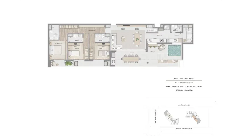 Planta 22: Epic Golf Residence, apartamento de alto padrão na Barra da Tijuca, Rio de Janeiro